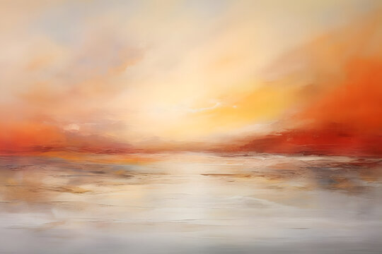 Sunset Reverie in Orange, abstract landscape art, generative ai