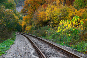 Autumn landscape on Vadu Crisului railway, Occidental Carpathians, Romania, Europe	