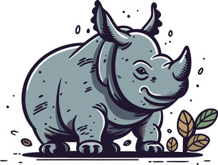 Cartoon rhinoceros. Vector illustration for your design.