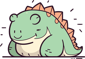 Obraz premium Cute cartoon stegosaurus. Dinosaur vector illustration. Cute dinosaur.