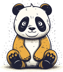 Cute panda vector illustration. Hand drawn panda character.