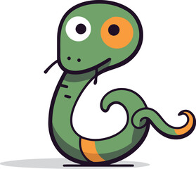Cute cartoon snake character. Vector illustration isolated on white background.