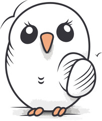 Cute cartoon bird isolated on white background. Vector Illustration.