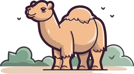 Camel. Cute cartoon character. Vector illustration in flat style.