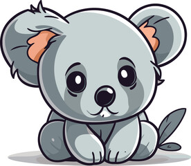 Fototapeta premium Cute cartoon koala sitting on the ground. Vector illustration.