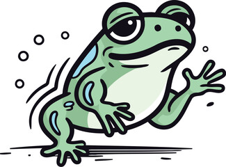 Frog cartoon vector illustration. Isolated on a white background.