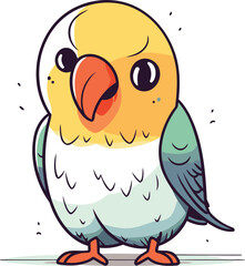 Cute cartoon parrot. Vector illustration isolated on white background.