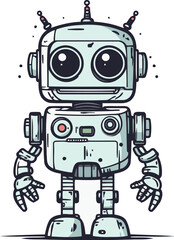 Obraz na płótnie Canvas Cute robot. Hand drawn vector illustration in doodle style.