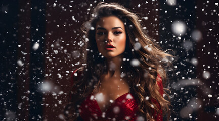 Christmas portrait girl, winter season, winter evening, christmas time