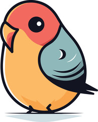 Vector illustration of a cute little bullfinch on white background.