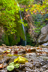Waterfall in the gorge of Richtis at autumn, Crete, Greece.