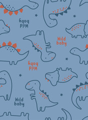 seamless pattern with dinosaur, wild baby pattern, Dinosaur vector