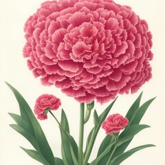 A realistic hand-drawn rendering of Carnation with its petals in full bloom