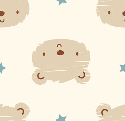 Seamless pattern with bear, cute bear, baby bear vector