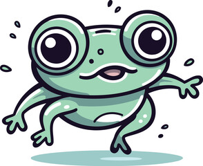 Obraz premium Cute cartoon frog. Vector illustration. Isolated on white background.