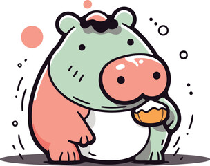 Obraz na płótnie Canvas Cute hippopotamus. Vector illustration of a cartoon hippo.