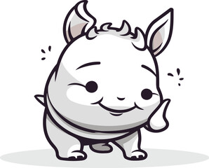 Cute rhinoceros character. Vector illustration in cartoon style