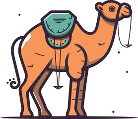 Camel. Vector illustration in flat style. Cute cartoon camel.