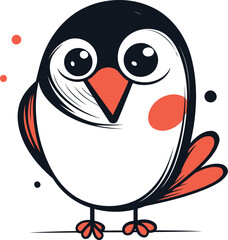 Obraz premium Cute cartoon penguin. Vector illustration isolated on white background.