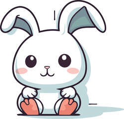 Cute cartoon bunny. Vector illustration. Isolated on white background.