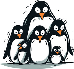 Obraz premium Penguin family. Vector illustration of a cute penguin family.