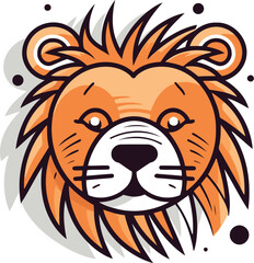 Obraz premium Lion head. Hand drawn vector illustration isolated on white background.