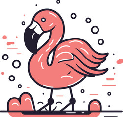 Flamingo. Flamingo. Vector illustration in line style