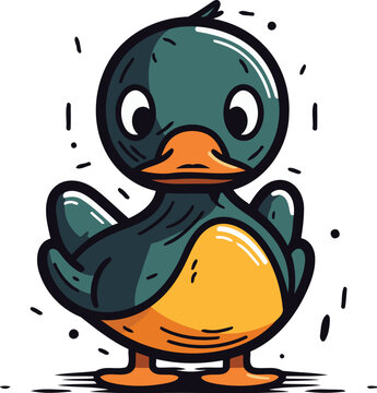 Duck cartoon vector illustration. Isolated on a white background.