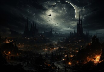 Fototapeta premium Dark Fantasy Landscape , horror landscape