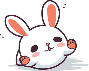 Obraz premium Cute rabbit cartoon character. Vector illustration. Isolated on white background.