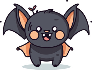 Fototapeta premium Cute cartoon bat. Vector illustration isolated on a white background.