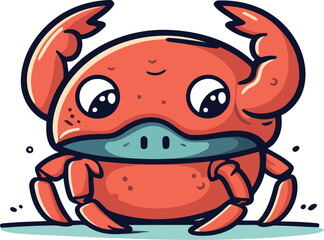 Cute cartoon crab. Vector illustration. Isolated on white background.