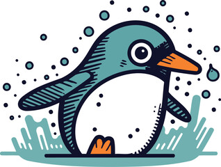 Obraz premium Cute penguin. Vector illustration in doodle style.