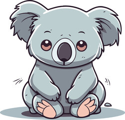 Obraz premium Cute cartoon koala sitting on the floor. Vector illustration.