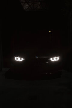 BMW angel eyes headlights, dark, led