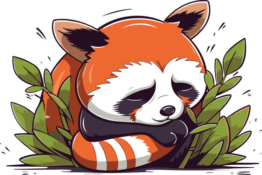 recommend clip art: Cute red panda cartoon vector illustration. Isolated on white background.