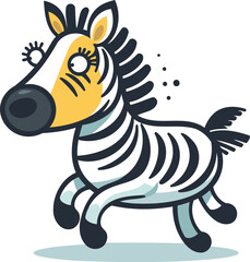 Cartoon zebra isolated on a white background. Vector illustration.