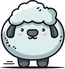 Sheep cute cartoon vector illustration. Cute cartoon sheep character.