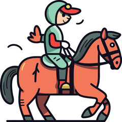 Horse racing. jockey riding a horse. vector illustration.