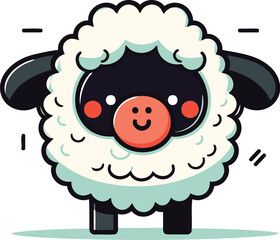 Cute cartoon sheep vector illustration. Cute farm animal character.