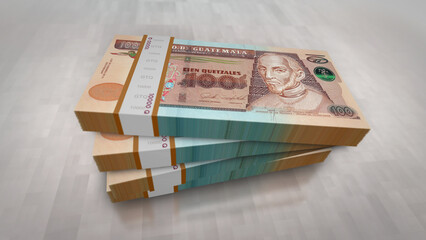 Guatemala quetzal money banknotes pack 3d illustration