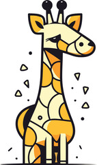 Cute giraffe. Colorful vector illustration in flat cartoon style