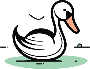 Vector illustration of a duck on a white background. Flat style.