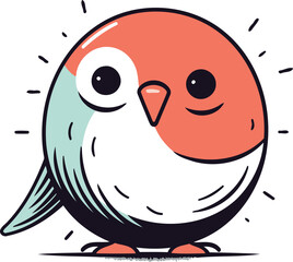 Cute little bird character. Vector illustration isolated on white background.