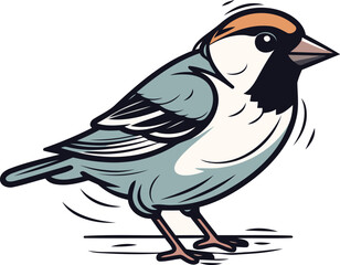 Vector illustration of a sparrow isolated on white background. Hand drawn sparrow.