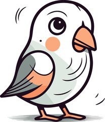 Cute cartoon parrot. Vector illustration isolated on white background.