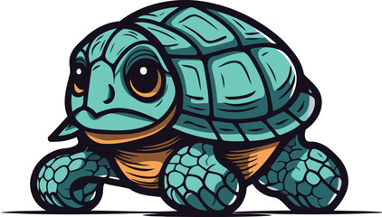 Cute cartoon turtle isolated on a white background. Vector illustration.