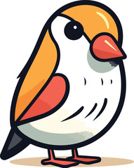 Vector illustration of cute cartoon little bird. Isolated on white background.