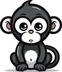Cute Monkey Cartoon Mascot Character Vector Icon Illustration Design