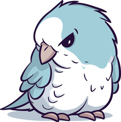 Illustration of a cute cartoon parrot isolated on a white background